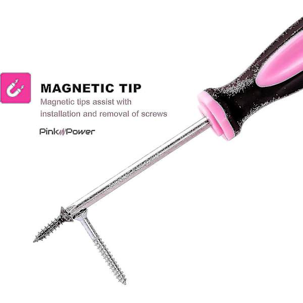 Pink Power Magneettinen set - 6-osainen ristipää ja litteäpäällinen set naisille