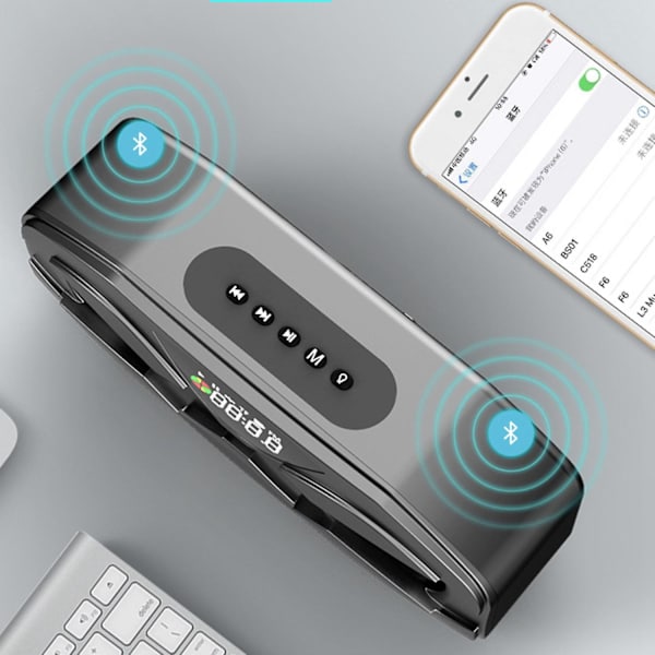 Manovo M5 langaton Bluetooth kaiutin ulkona subwoofer kannettava miniradio kotiääni 6d Surround S Black