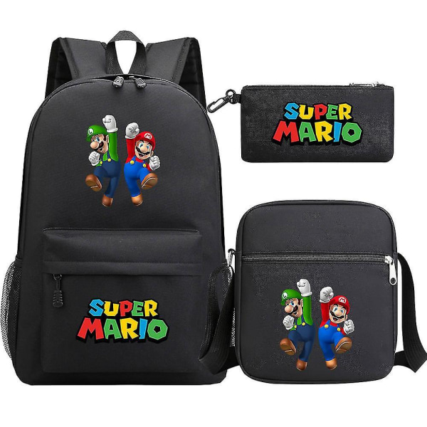 Super Mario rygsæk til teenagere piger drenge | Kawaii vandtætte lærreds skoletasker | 3 stk Laptop Mochilas rygsække 4