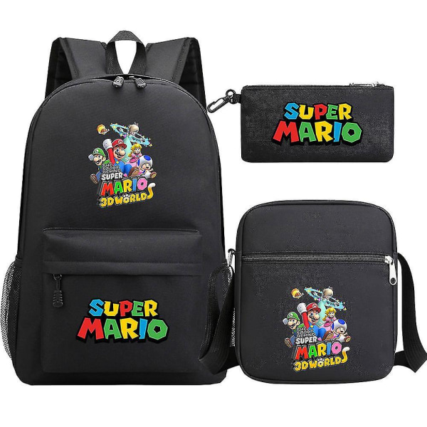 Super Mario Ryggsekk - Tenåringer Jenter Gutter - Kawaii Student Vanntett lerret skolevesker - 3 stk Laptop Mochilas ryggsekker 6