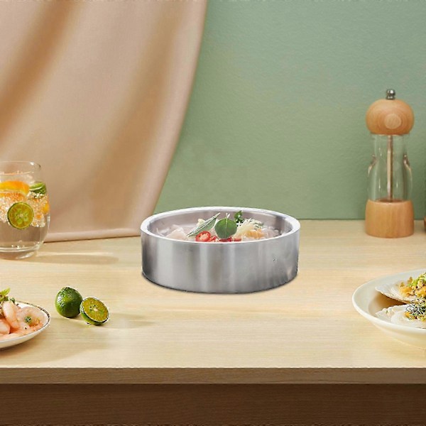 Kjølebolle Sjømat Serveringsfat Isavkjølt Serveringsbrett Lavt Fat Serveringsfat for Sjømat, Østers, Kreps Avkjølt Server 22cm Argent Optional