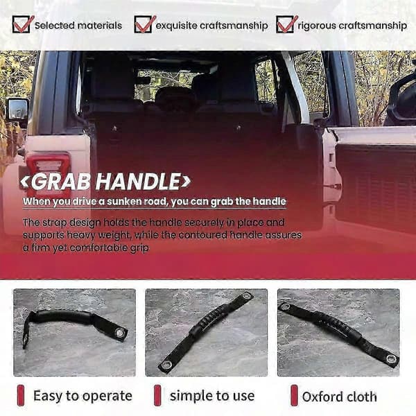 2 stk. baksetehåndtak for Jeep Wrangler veltebøyle Black