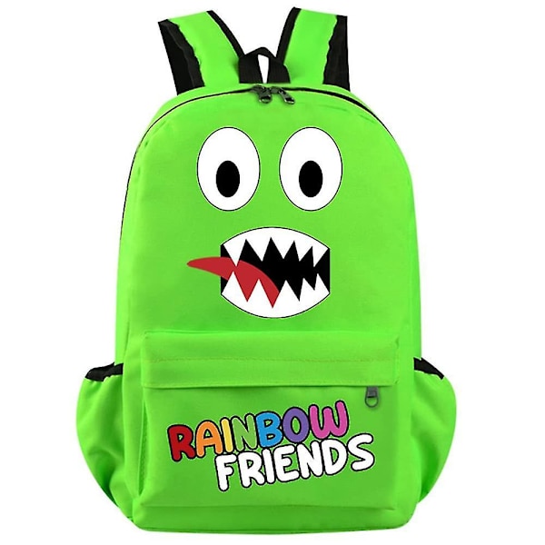 Barn Pojkar Flickor Roblox Rainbow Friends Print Ryggsäck Skolväska med stor kapacitet Ruckbag Green