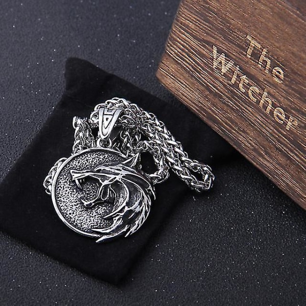 The Wizard Wolf Head Pendant halskæde til Geralt With A The Wild Hunt 3 figur tv - 50cm
