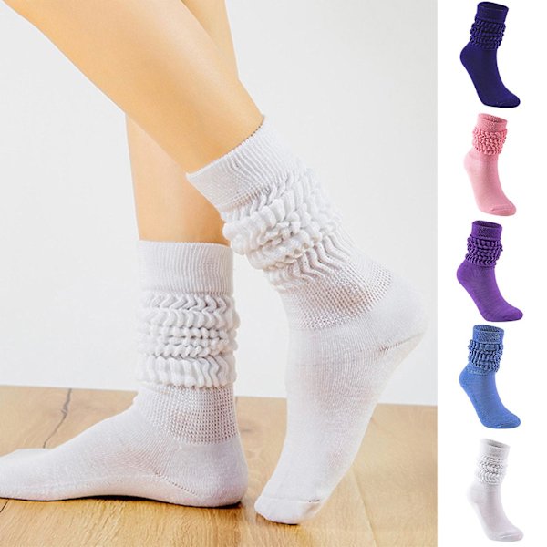 Kvinnor Män Flerfärgade Slouch Bootstrumpor Casual Extra lång Lös staplad Chunky Scrunch Knähöga strumpor Ruchade Bubble Benvärmare Pink
