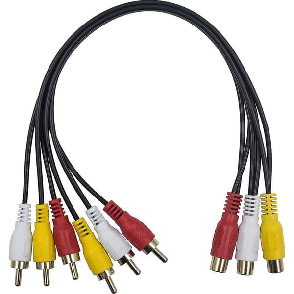 RCA-splitterkabel, 3 RCA-hun til 6 RCA-han AV-lyd-videoadapterkabel (hy)