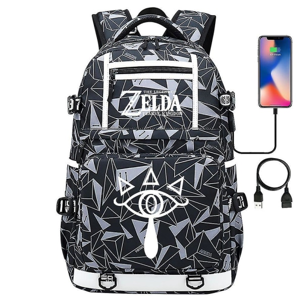 Breath Of The Wild Eye Game USB reppu - Fanien Cosplay-koululaukku opiskelijoille, Unisex matkalaukku kannettavalle tietokoneelle 3