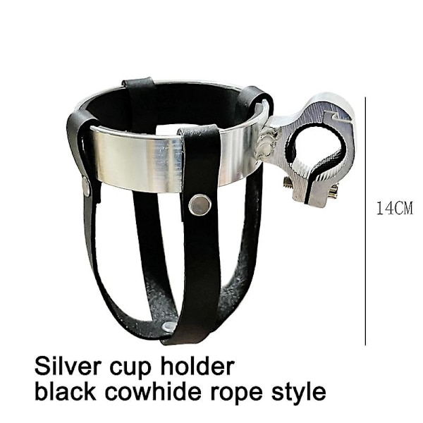 Retro cykelstyre kaffekopp Hela aluminiumlegering Vattenkoppshållare Mjölkte kopphållare Vattenkokare Styrställ - Cykelflaskhållare Black cowhide