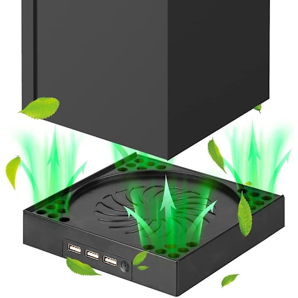 Kjølevifte kompatibel med Xbox Series X, Xbox Series X-stativ med 3 USB 2.0-porter, justerbar hastighet