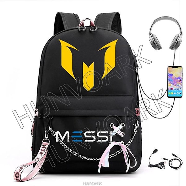 Messi Rygsæk Fodbold Super Star Stor Kapacitet Simpel Sort Teenagere Skoletasker Rejse Kvinde Mandlige Studerende Computer Mochilas Light Yellow