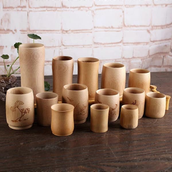 Naturlig Bambu Juice Mugg och Kopp Drickskoppar för Sake kaffe och te, 12 Designer att Välja A