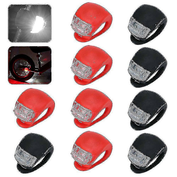 10x Cykellygte Cykel Forlygte Baglygte Hjul Lys Led Silikone Lampe