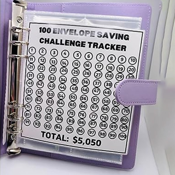 100 kuvert Pengar å spare utfordringer Notebook Budget Pärm Bok Pengaplaneringsspill for Auldts Kids Blue