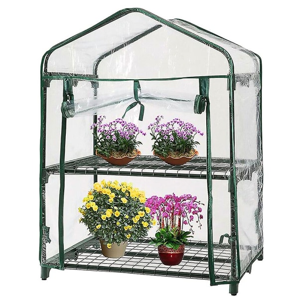 Växthusväxt Hemma Trädgård Veg Hylla Ram Cover Clear Pvc Cover 2 Tier 69*49*92cm