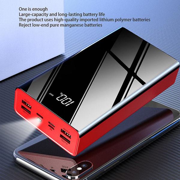 Eksternt Power Pack Batteri Usb Powerbank 40000mah Power Bank Led Display Red