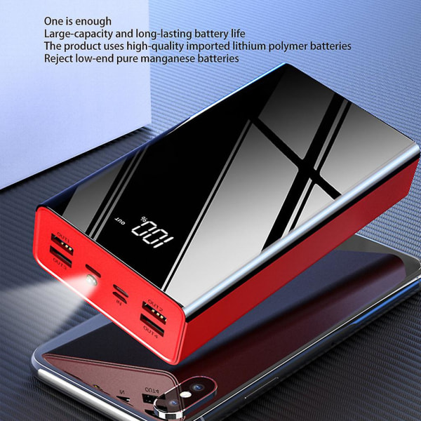 Externt Power Pack Batteri USB Powerbank 40000mah Power Bank LED Display Red
