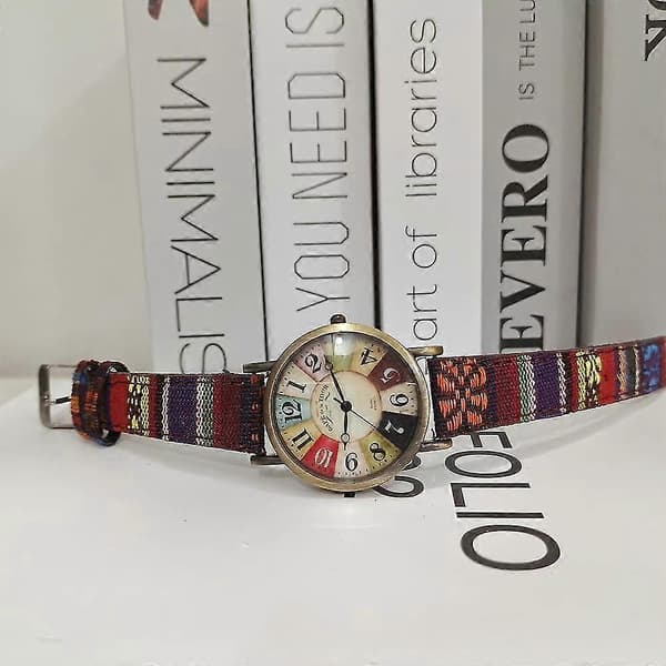 Dame Boho Hippie Ur Regnbue Vævet Rem Armbåndsur Gave Purple