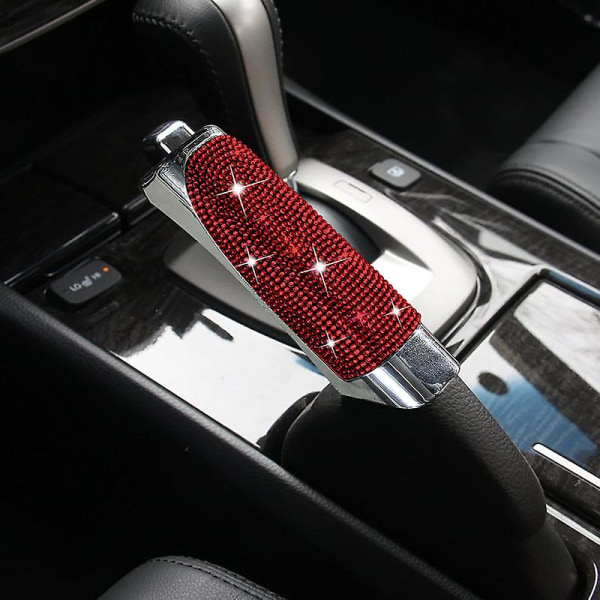 Universal Car Diamond Rhinestone Håndbremse Abs Cover Håndbremse Sleeve Anti Skid Auto Parkeringsbremse Bil Interiør Tilbehør| | Red