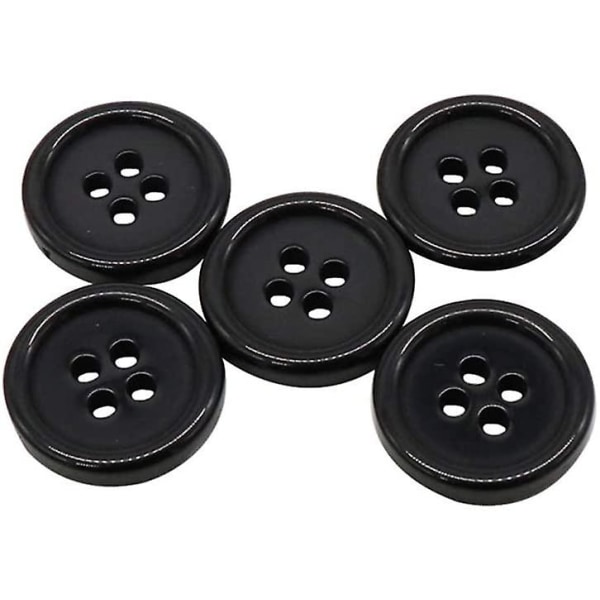 50 st/ set 20 mm gör-det-själv-knapp Färgglad godisfärg Fyrögda barnkläder Spänne Arbetskläder-knapp (svart)