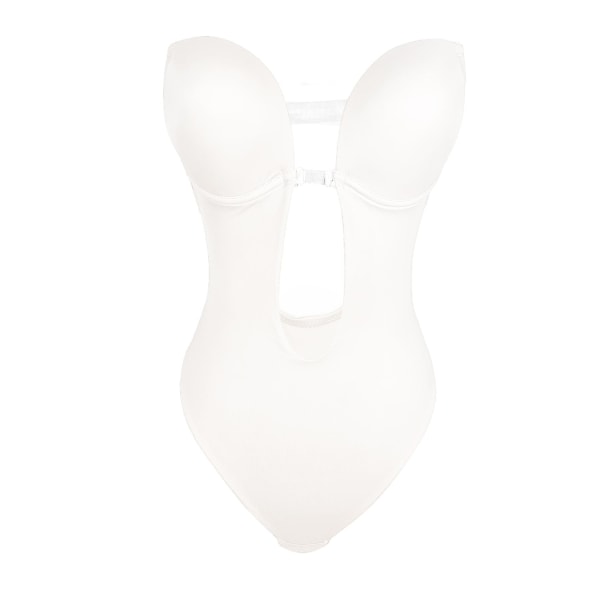 Kvinder Body Shaper Slips Rygløs BH G-strengs taljetræner U Plunge Underdress Shapewear White XL