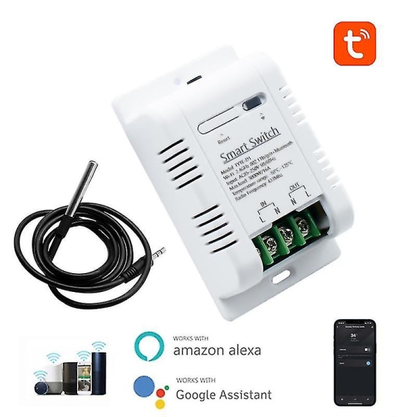 Wifi Temperature Switch 16a Tuya Smart Rf433 Intelligent Thermostat Ds18b20 Temperature Sensor Waterproof Real-time Monitor