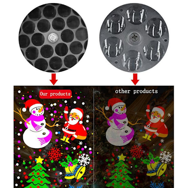 Led projektionslampe Snemandsmønster Spotlight Projektorlys til jul indendørs belysning, 16 dias juleprojektorlys