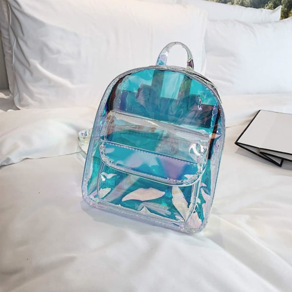 Iridescent Backpack Clear School Daypack Hologram Bookbag Transparent Rucksack For Women Girls