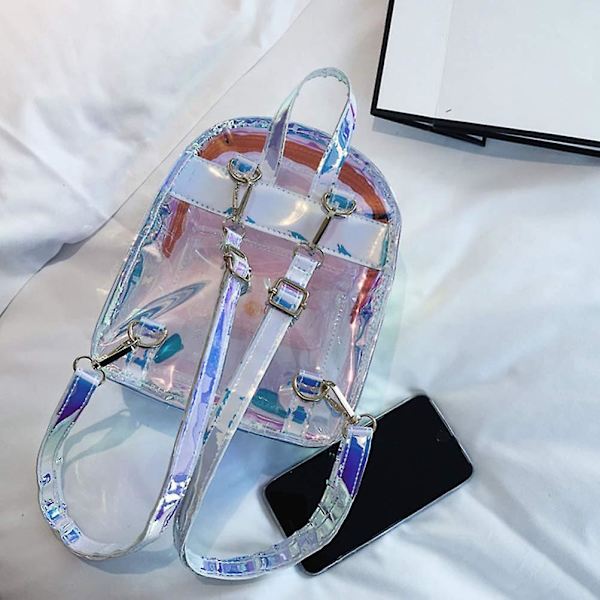 Iridescent Ryggsäck Genomskinlig Skoldagspack Hologram Ryggsäck Transparent Ryggsäck För Kvinnor Flickor