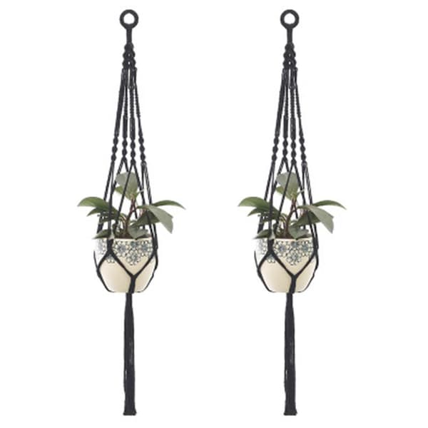 2 st Macrame Växt Hängare Hängande Planter Korg, Stil 4
