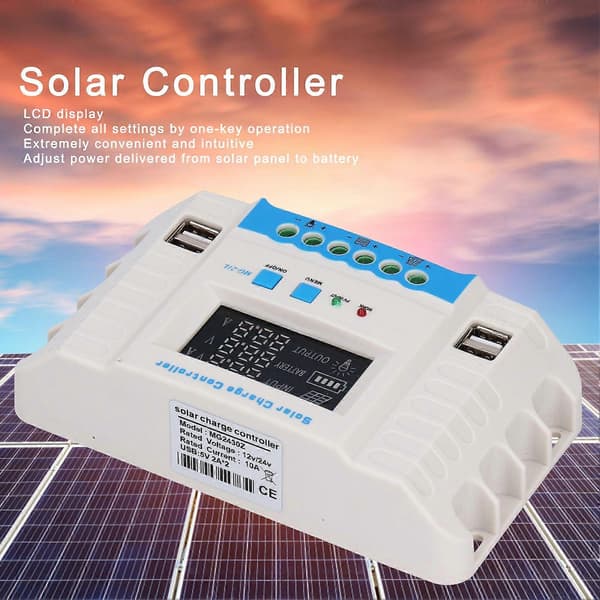 Solar ladecontroller panel PWM 10A husholdnings ABS-skal LCD-skærm MG2430Z 12V/24V
