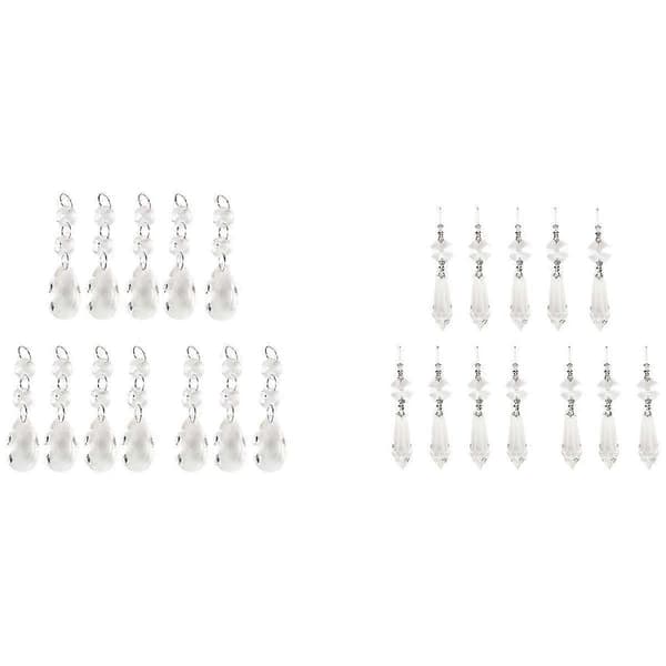 24 stk. lysekronekrystallprismer anhengsett for utskifting Transparent