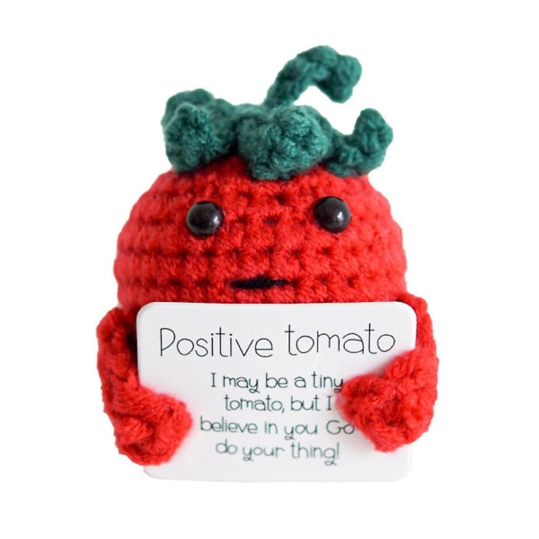 Håndlaget gjør-det-selv emosjonell støtte Syltet gave, hekle søt heklet strikkedukke, hjemmedekorasjon ornamentgaver Positive Tomato