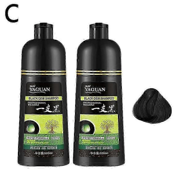 500 ml yrttimusta Dew-shampoo, musta hiusväri-shampoo 3-in-1 hiusten värjäys black 1pcs