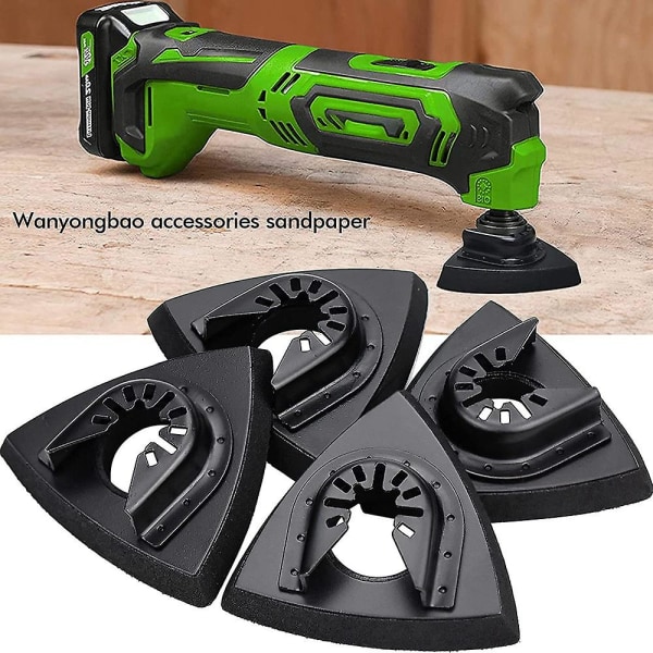 4 stk slipeputer 80 mm for festeputer, multiverktøyblader oscillerende multiverktøytilbehør Fo Black