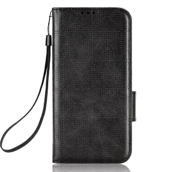 Til Google Pixel 6a Symmetrisk Trekant Læder Telefoncover Black