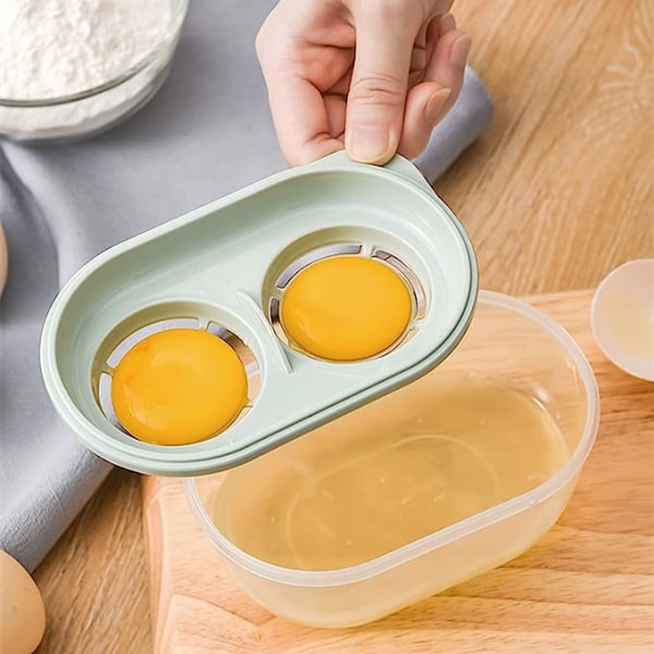 Æggeskiller med opbevaringsskål, fødevaregodkendt plast æggehvideudskiller Æggedeler Æggeudtrækker Æggeblommefilter Æggesi (grøn)