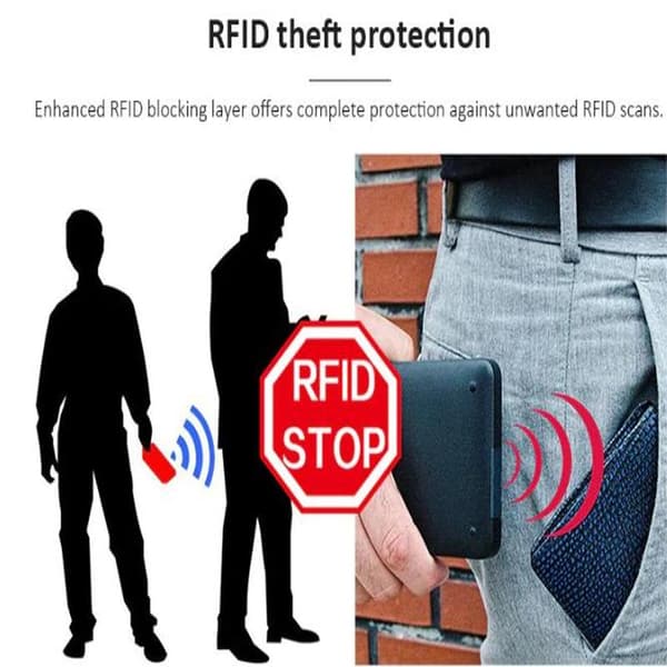 RFID-blokerende læderpung & kortholder, 5 rum [JUN] sort black Svart