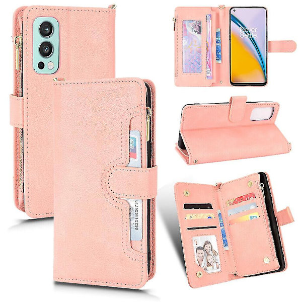Ny kompatibel med Oneplus Nord 2 5g etui glidelås lommedeksel magnetisk lommebok premium skinnkortholder beskyttende håndreim etui