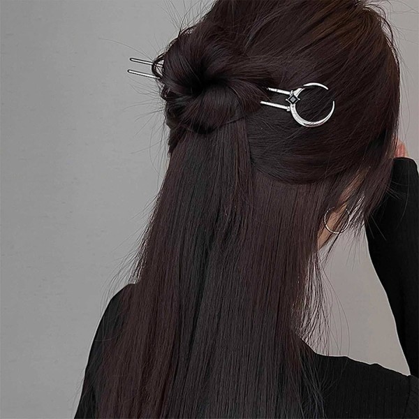Vintage U-form hårpinner månehårgaffel metall langt hårnål sølv pinne fransk hårtilbehør for kvinner og jenter