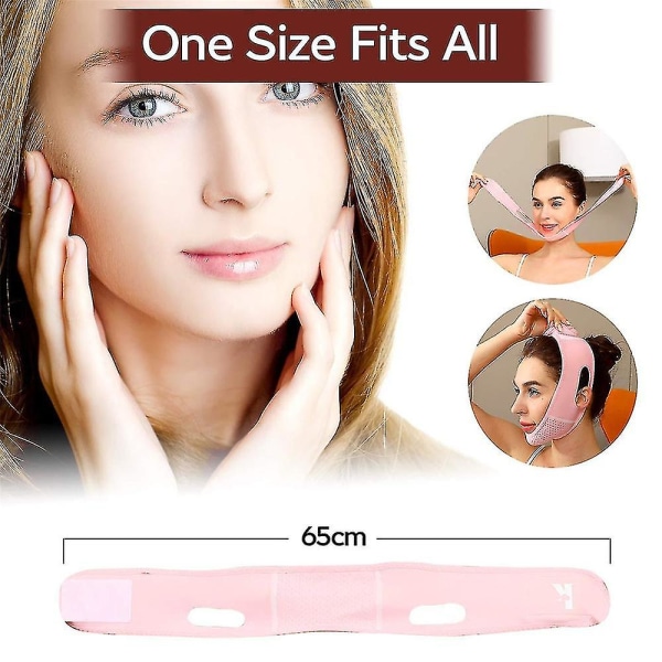 V Line Mask Facial Slimming Strap Dubbel Hakreducer Haka Fast Lifting Återanvändbar Pink