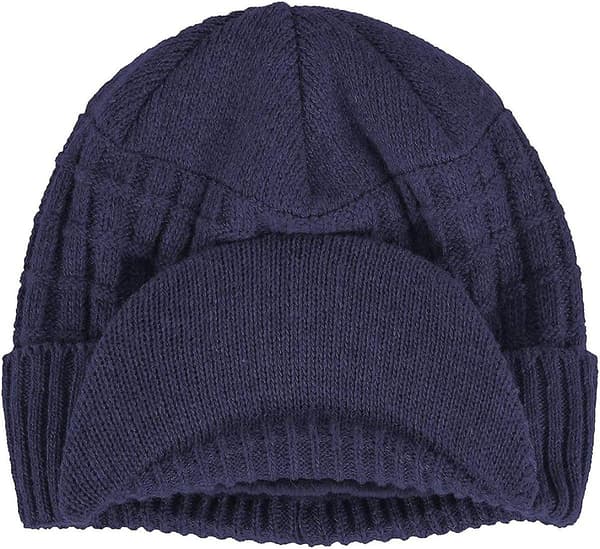 Yixda Vintermössa för män med skärm Varm stickad mössa med fleecefoder navy One Size