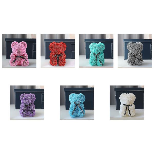Helt ny 2023 Rose Bear Rose Teddy Bear Artificial Rose Blomsterbjørn, gave til Valentinsdag, Bryllup, Morsdag og Jubileum Bestselger Purple