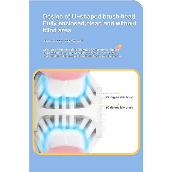 Kid Elektrisk tandbørste Børn Automatisk oral rengøringsanordning Usb-opladning Sonic Cute Dinosaur U-formet tandpleje
