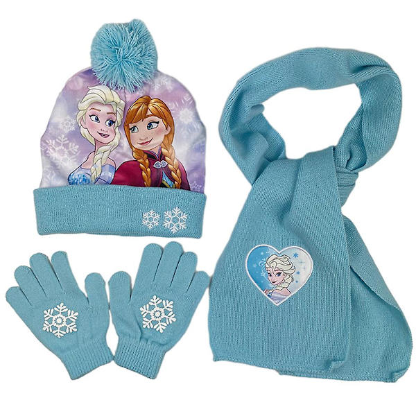 3-8 år Barn Pojkar Flickor Mössa Scarf Handskar Prinsessan Elsa Sofia Minnie Set 3st/ set Presenter Elsa 3