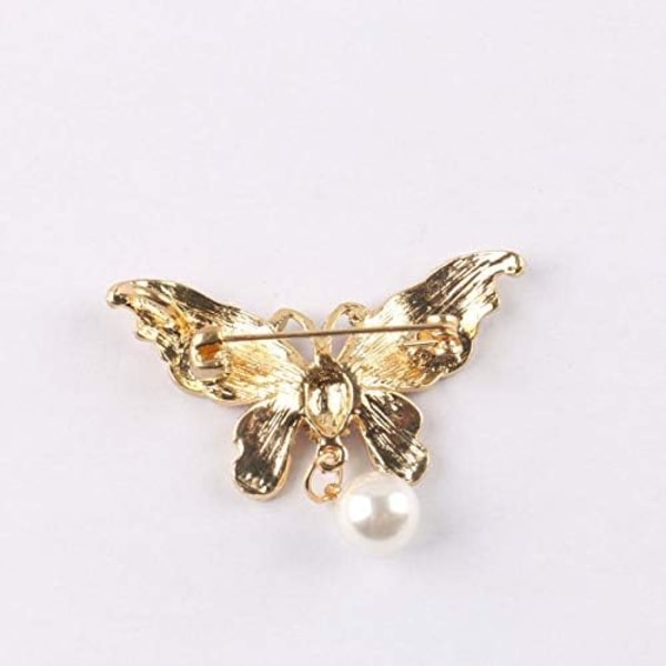 Vintage Butterfly Broche smykker Rhinestone og Faux Pearl Brocher Pin til kvinder