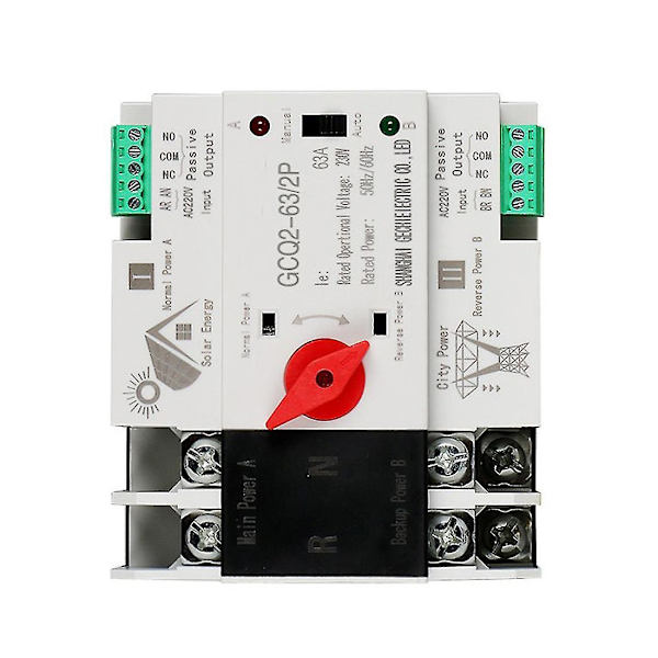 Fotovoltaisk solenergi automatisk omkopplare DIN-skena 2p 63a Ac220v PV-system ström till stad P