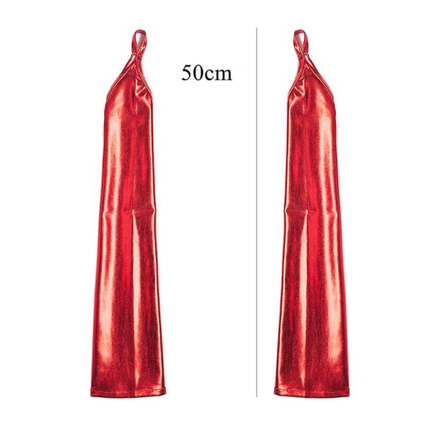 Sexy Stretch Pu -nahkahanskat Kiiltävät Metalliset Rukkaset Cosplay Asusteet Flirttailevat Mustat Rukkaset Jazz Disco Tanssihanskat Red One Size