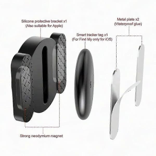 4-pak GPS Smart Tag til Find My Tracker med magnetisk silikoneskal, anti-tab kæledyrs-tracker