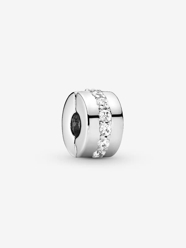 Pandora - Klar glitrende rækkeclips-charm - Sterlingsølv