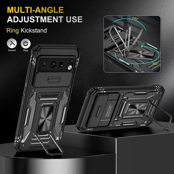 Armor PC + TPU Kameraskjold Telefondeksel Black For Google Pixel 8 Pro